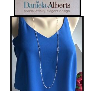 DANIELA ALBERTS NWT SILVER & PEARL STATION NECKLACE / LAYERING NECKLACE / IN BOX